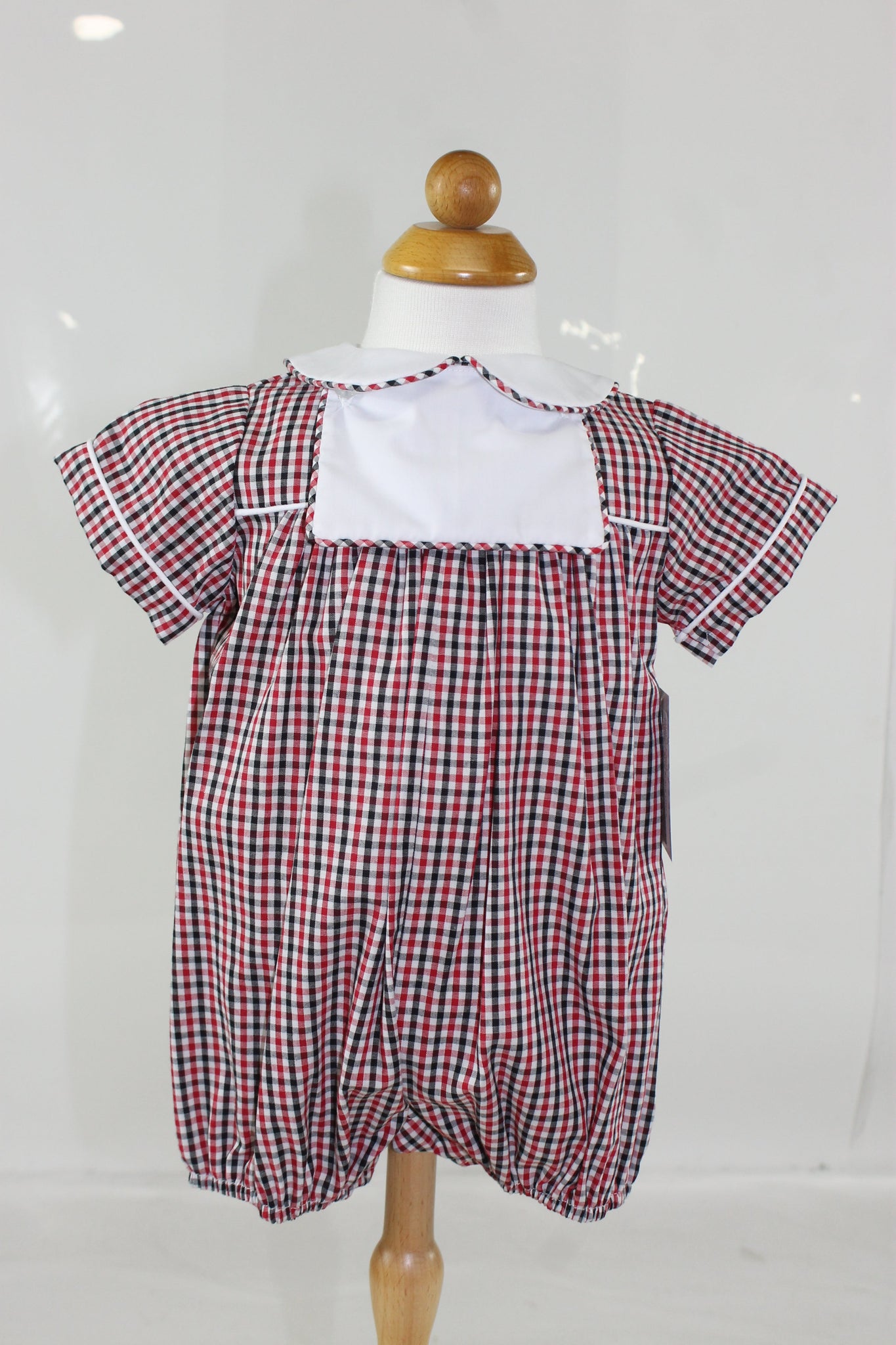 Andrew Bubble S/S with Bib - Red Black Check