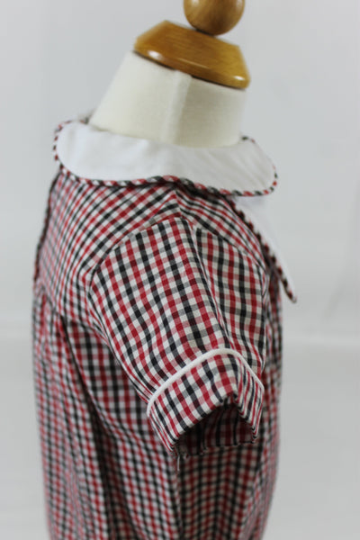 Andrew Bubble S/S with Bib - Red Black Check