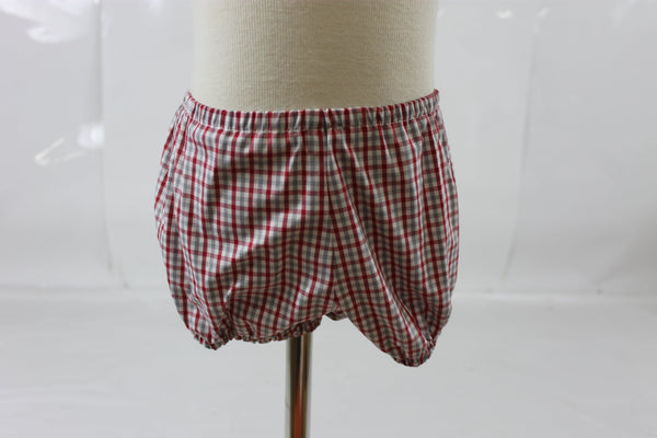 Diaper S/S Bloomer Set with Bib - Red Gray