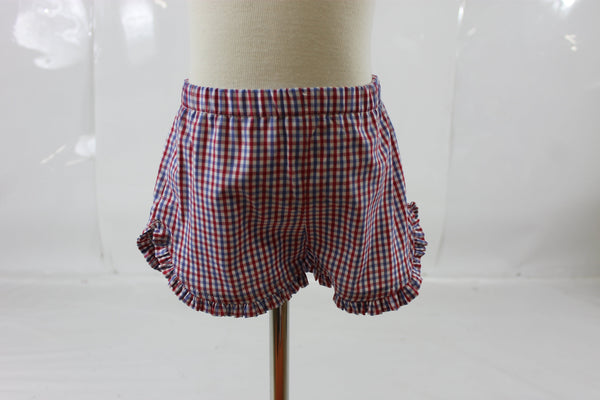 Penelope Girl Ruffle Short Set - Red Royal Check