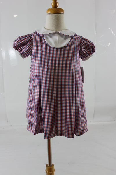 Rosaline Dress with Bib - Red Royal Check