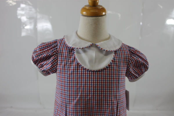 Rosaline Dress with Bib - Red Royal Check