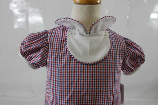 Rosaline Dress with Bib - Red Royal Check