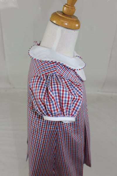 Rosaline Dress with Bib - Red Royal Check