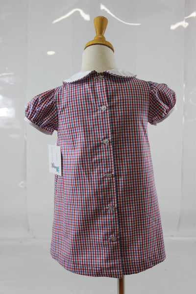 Rosaline Dress with Bib - Red Royal Check