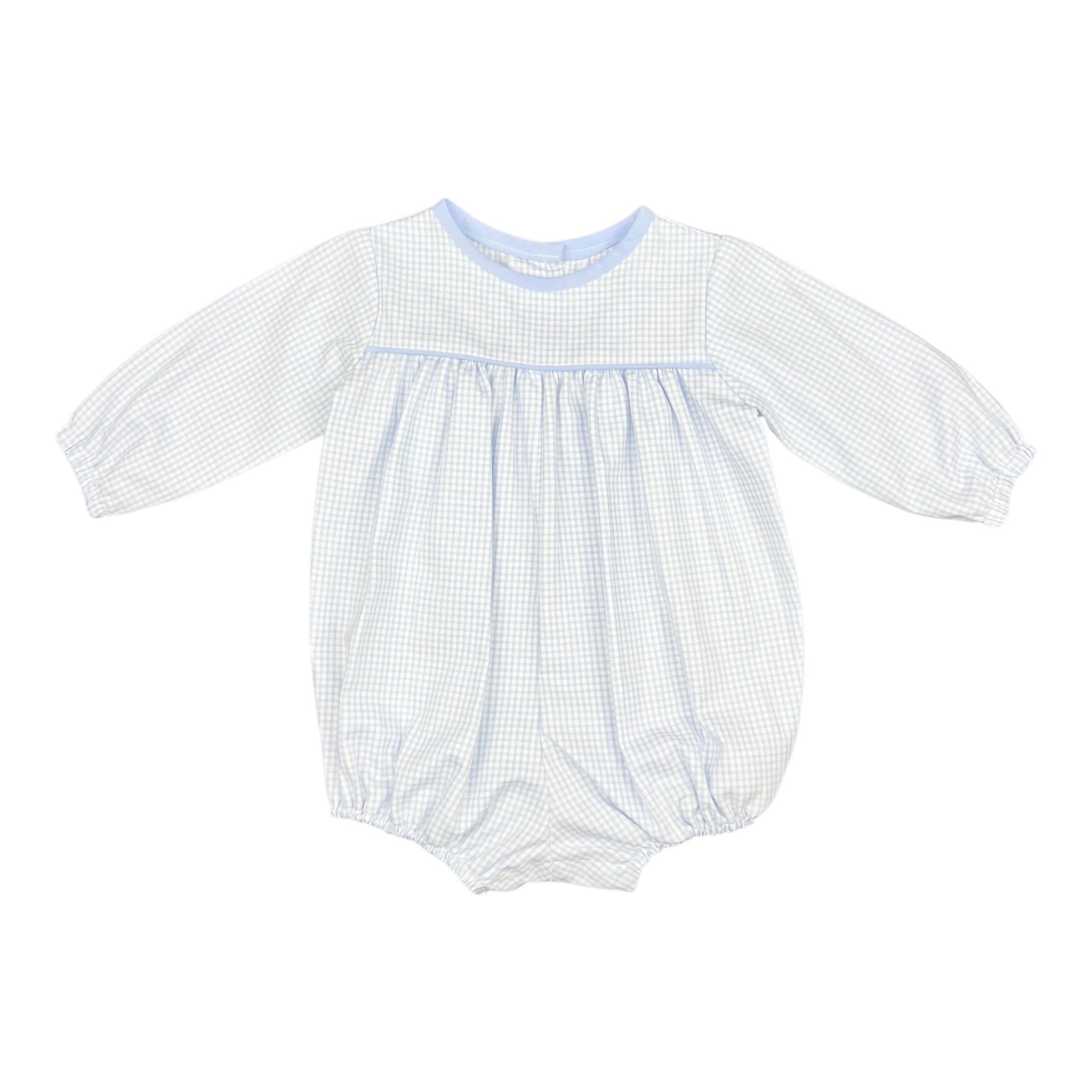 Andrew Bubble l/s Bias Neck - Blue Check Oxford