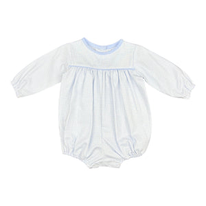 Andrew Bubble l/s Bias Neck - Blue Check Oxford