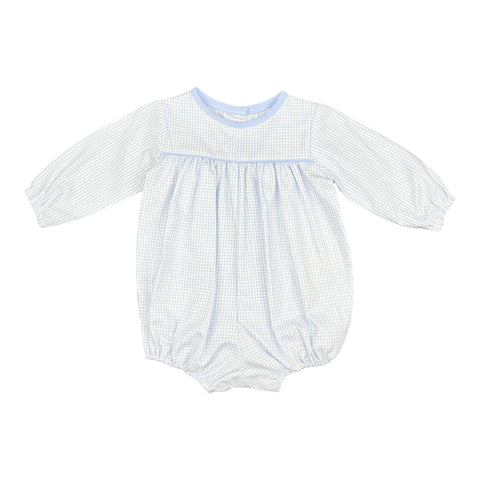 Andrew Bubble l/s Bias Neck - Blue Check Oxford