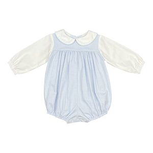 Andrew Bubble l/s White- Blue Check Oxford
