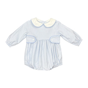 Edward Bubble l/s 3/8 tab - Blue Check Oxford