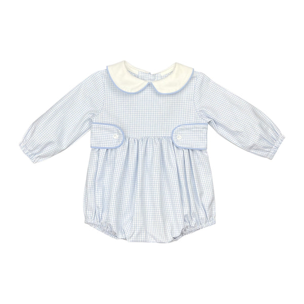Edward Bubble l/s 3/8 tab - Blue Check Oxford