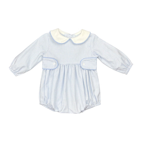 Edward Bubble l/s 3/8 tab - Blue Check Oxford