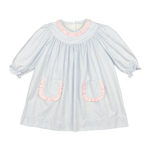 Brooklyn Dress l/s - Blue Check Oxford