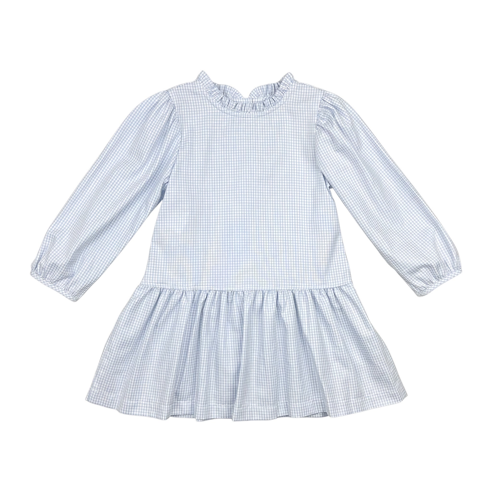 Layla Dress l/s Bias - Blue Check Oxford