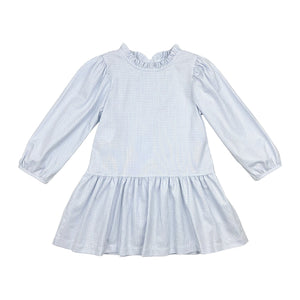 Layla Dress l/s Bias - Blue Check Oxford