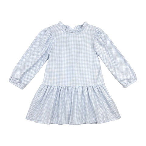 Layla Dress l/s Bias - Blue Check Oxford