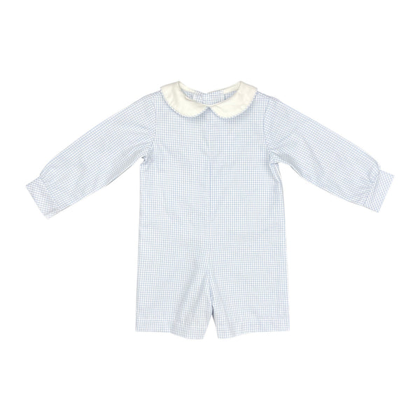 BILL ROMPER L/S  - BLUE CHECK OXFORD