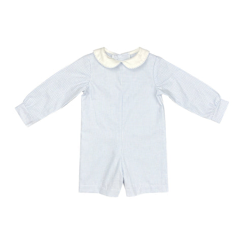 BILL ROMPER L/S  - BLUE CHECK OXFORD