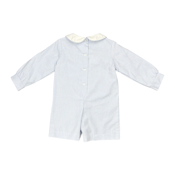 BILL ROMPER L/S  - BLUE CHECK OXFORD