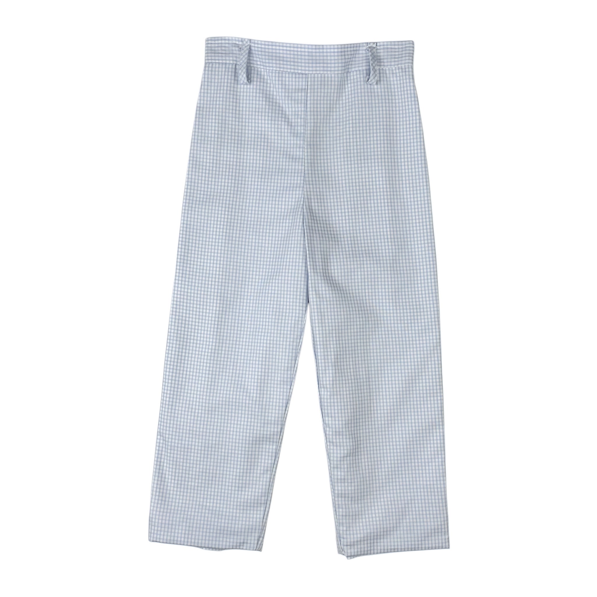 FLAT PANT LINED - BLUE CHECK OXFORD