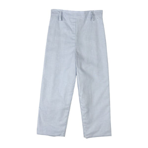 FLAT PANT LINED - BLUE CHECK OXFORD