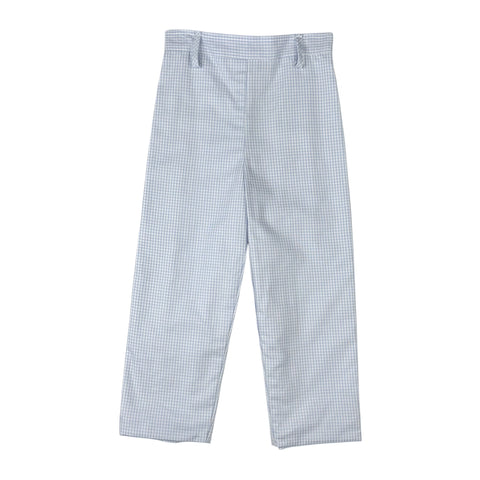 FLAT PANT LINED - BLUE CHECK OXFORD