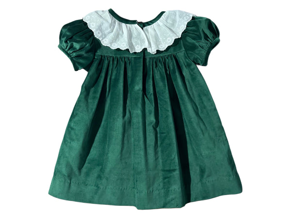 CHRISTY DRESS L/S LACE - HUNTER GREEN VELVETEEN