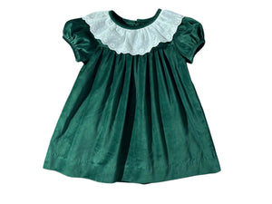 CHRISTY DRESS L/S LACE - HUNTER GREEN VELVETEEN