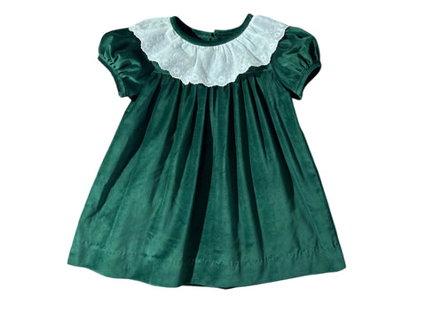 CHRISTY DRESS L/S LACE - HUNTER GREEN VELVETEEN