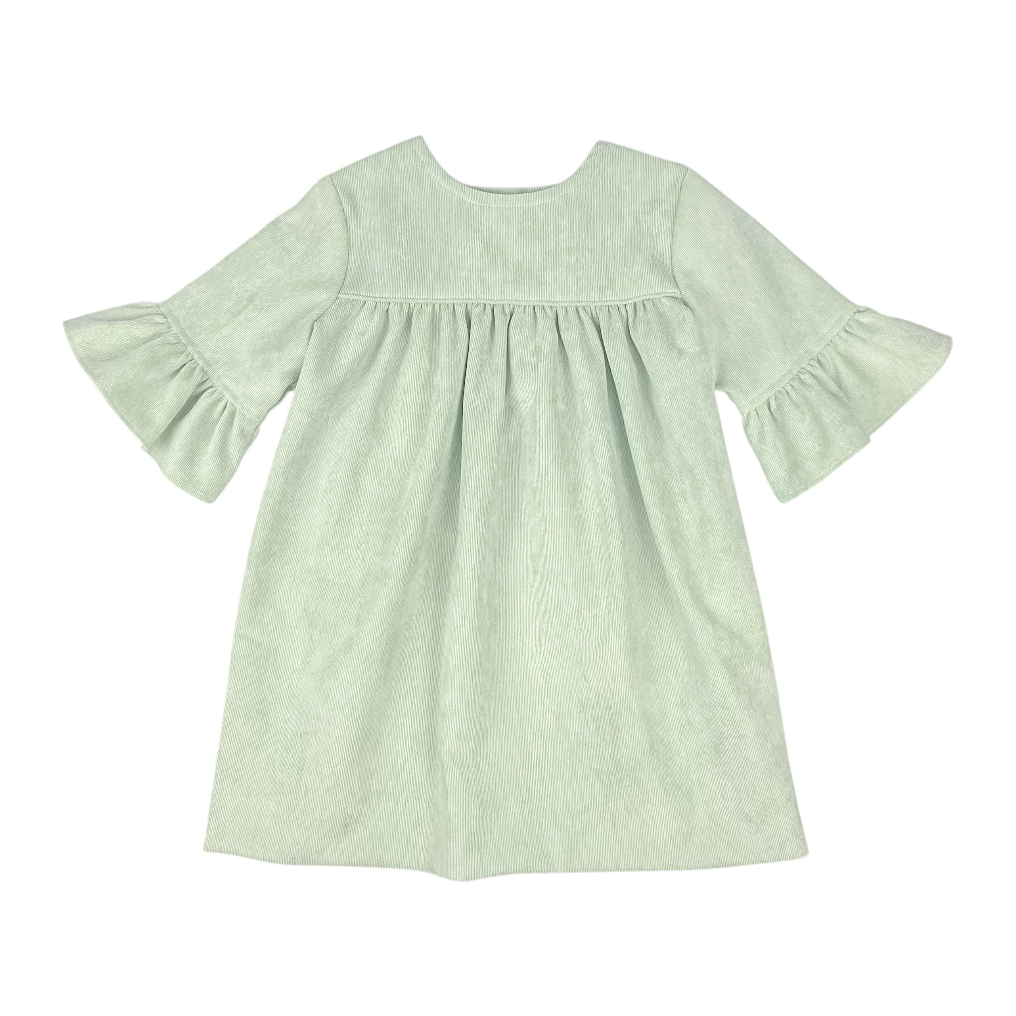 BEATRICE DRESS L/S 3/4 RUFFLE - MINT  CORD