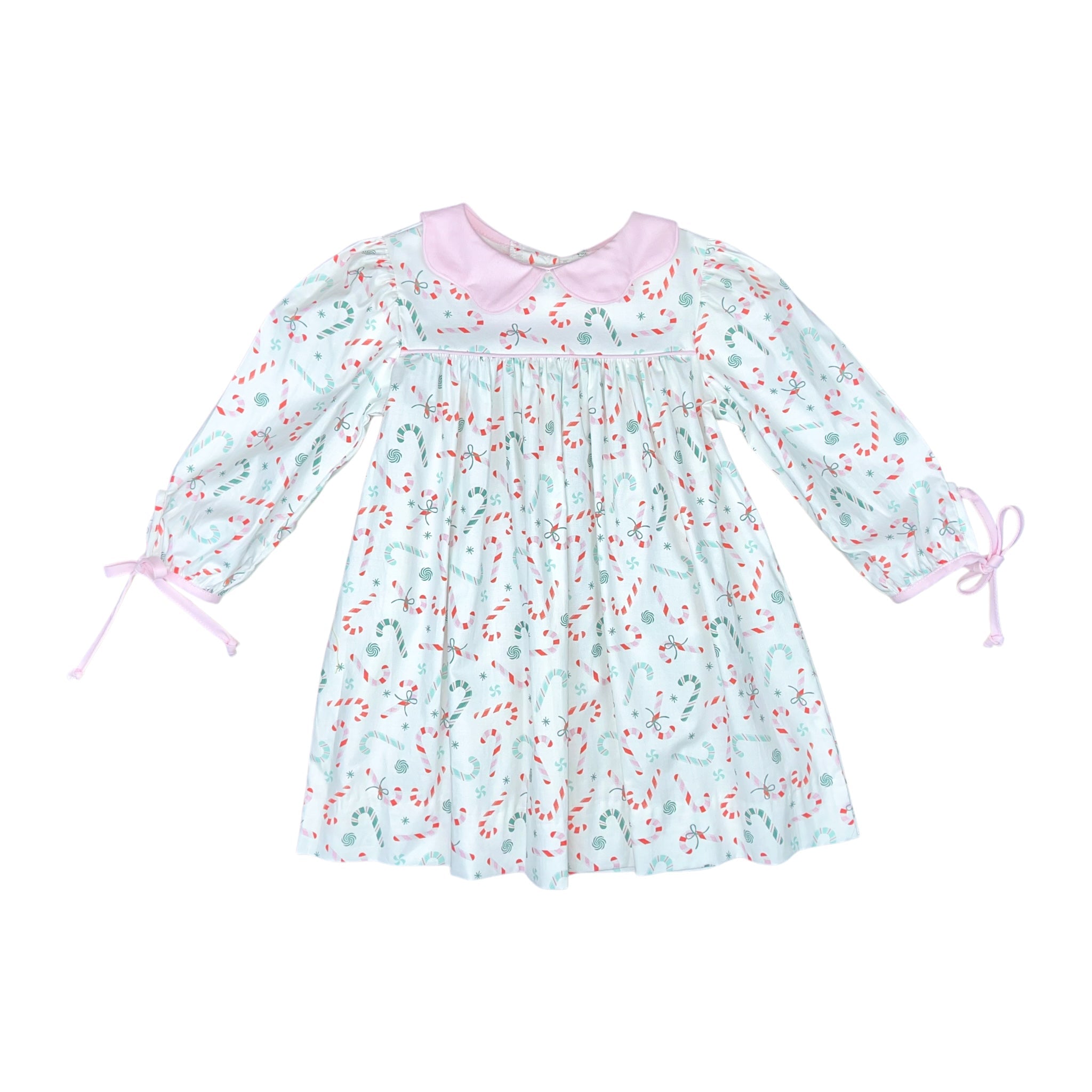 CHRISTY DRESS L/S TIES  - MINT/ PINK CANDY CANE