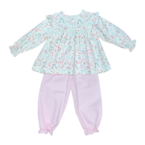 NANCY BLOOMER PANT SET  - MINT/ PINK CANDY CANE