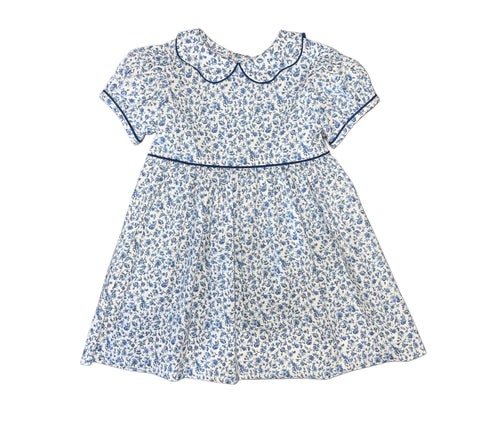 CHARLOTTE DRESS S/S BELT  - NAVY FLORAL VINE