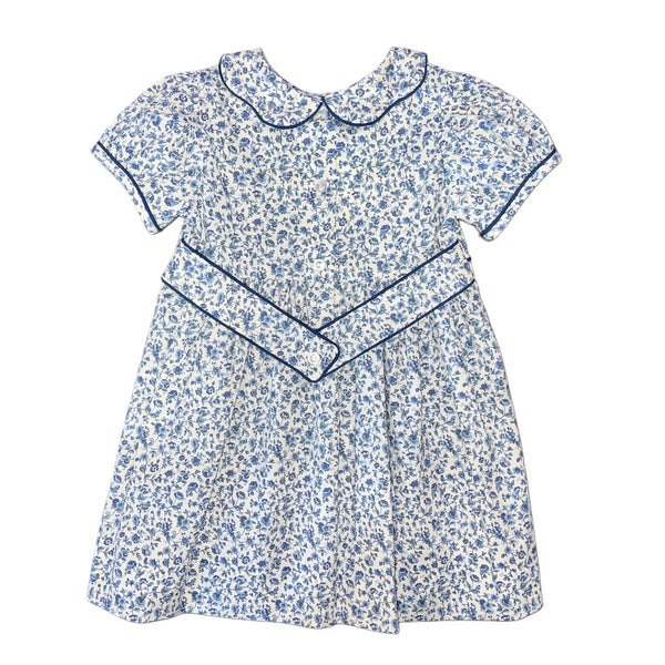 CHARLOTTE DRESS S/S BELT  - NAVY FLORAL VINE