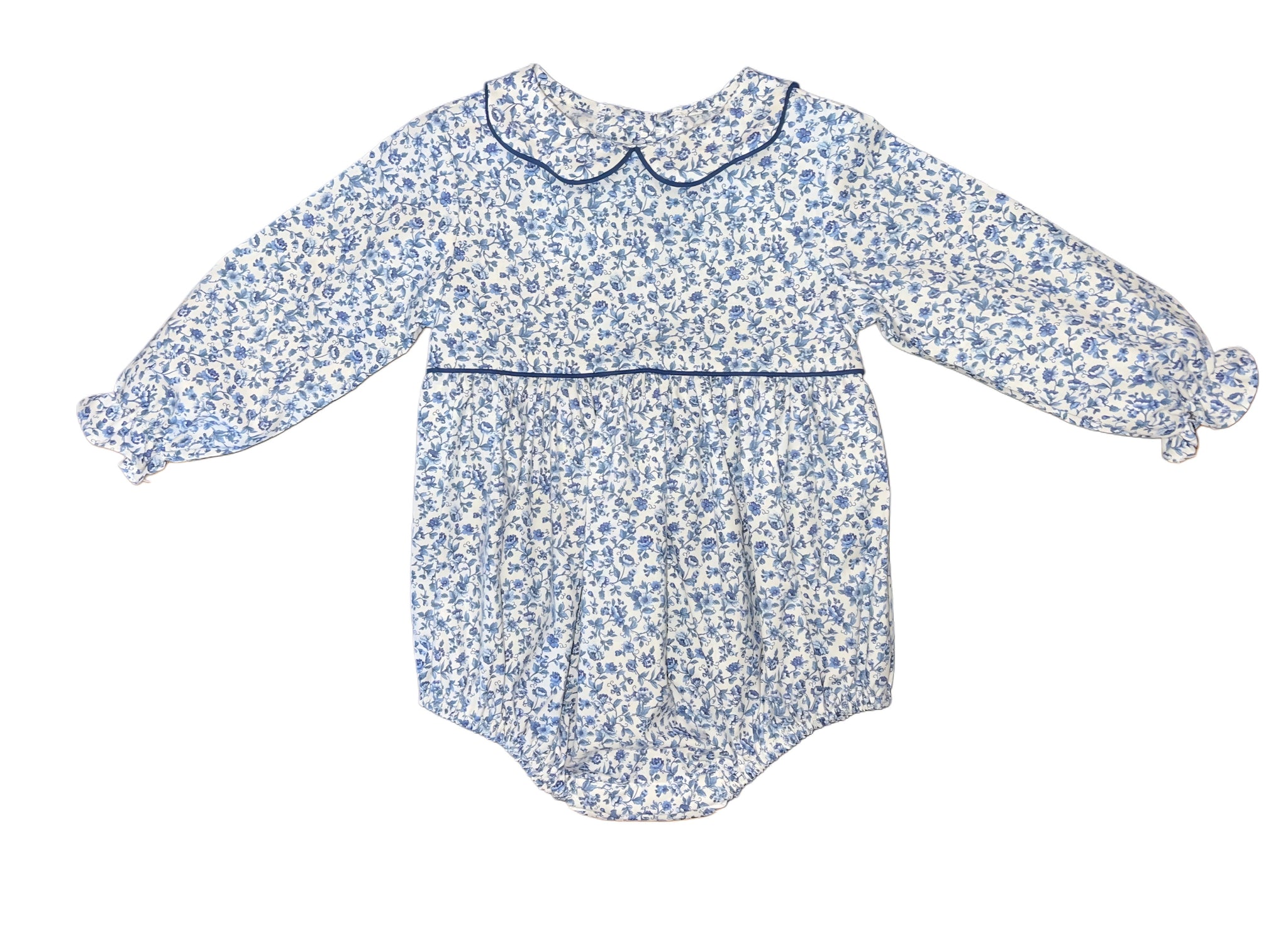 CHARLOTTE LONG BUBBLE S/S BELT - NAVY FLORAL VINE