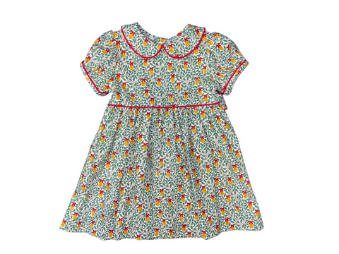 CHARLOTTE DRESS S/S BELT  - PEAR W/ RED BOW