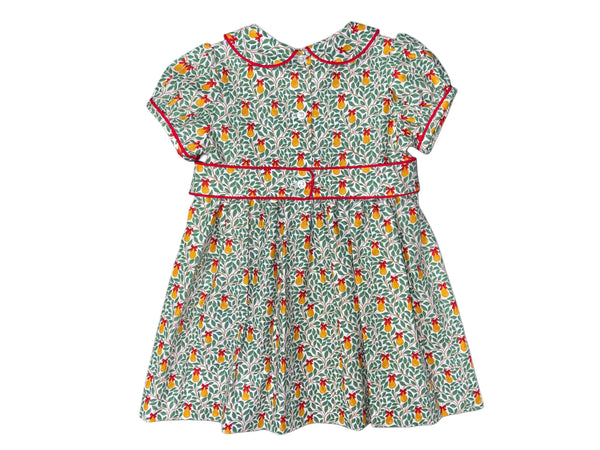 CHARLOTTE DRESS S/S BELT  - PEAR W/ RED BOW