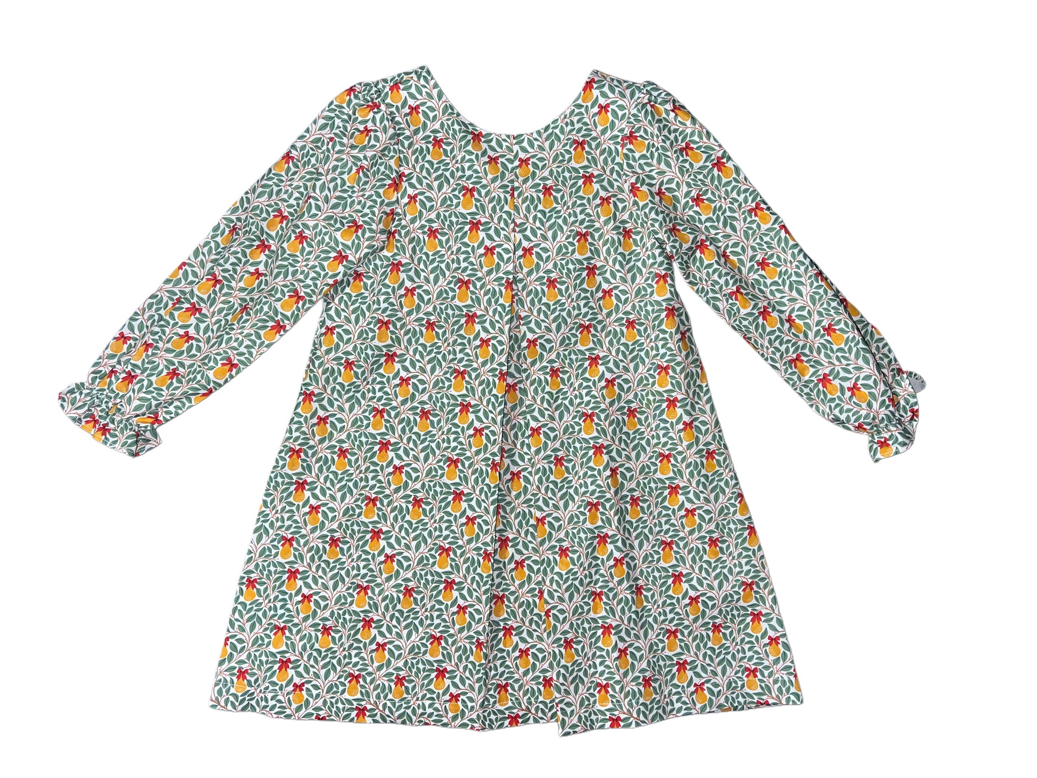 JACKLYN DRESS L/S - PEAR W/ RED BOW