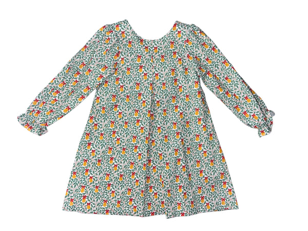 JACKLYN DRESS L/S - PEAR W/ RED BOW