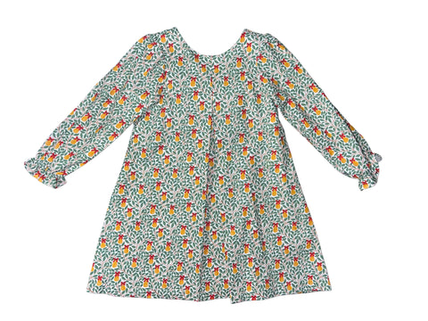 JACKLYN DRESS L/S - PEAR W/ RED BOW