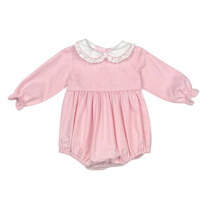 CHARLOTTE BUBBLE L/S  LACE - PINK CHECK OXFORD