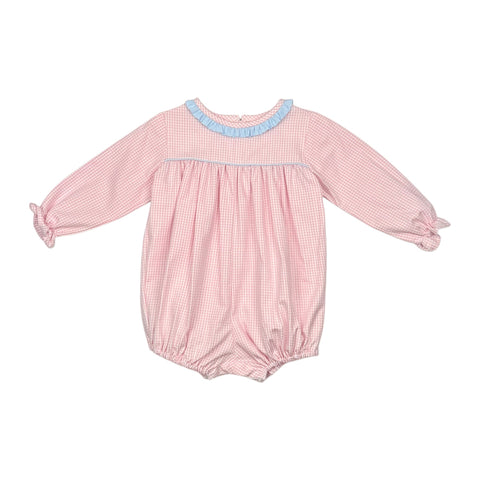 CHRISTY BUBBLE L/S  - PINK CHECK OXFORD