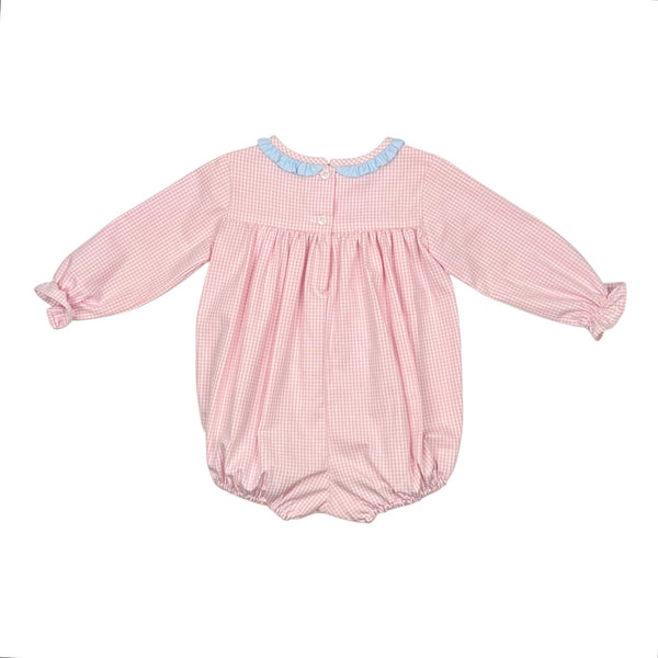 CHRISTY BUBBLE L/S  - PINK CHECK OXFORD