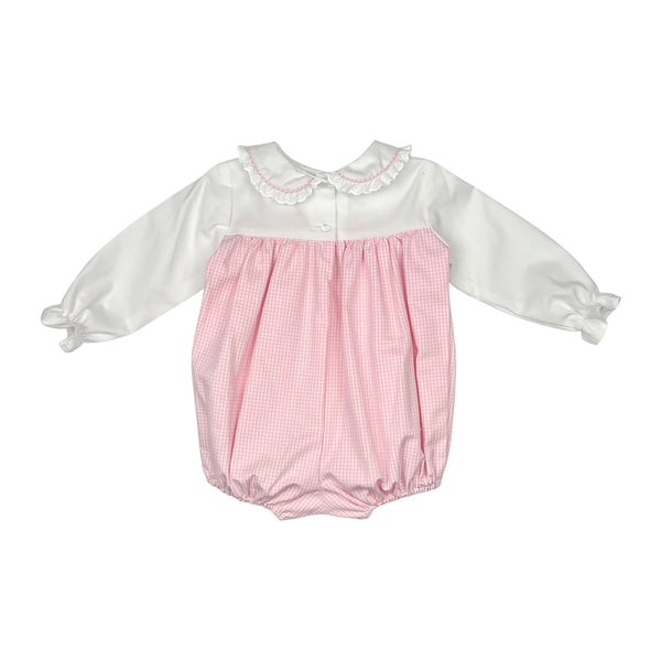 CHRISTY BUBBLE L/S 1/8 LACE - PINK CHECK OXFORD
