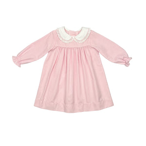 CHRISTY DRESS L/S LACE - PINK CHECK OXFORD