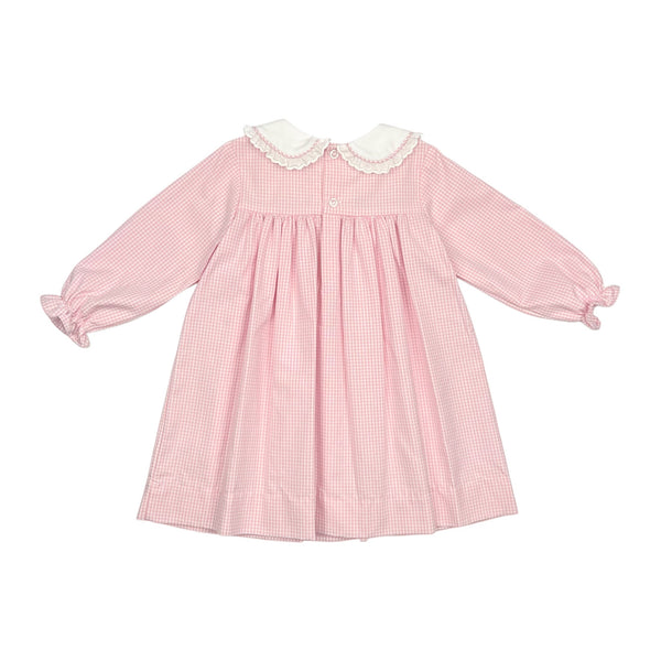 CHRISTY DRESS L/S LACE - PINK CHECK OXFORD