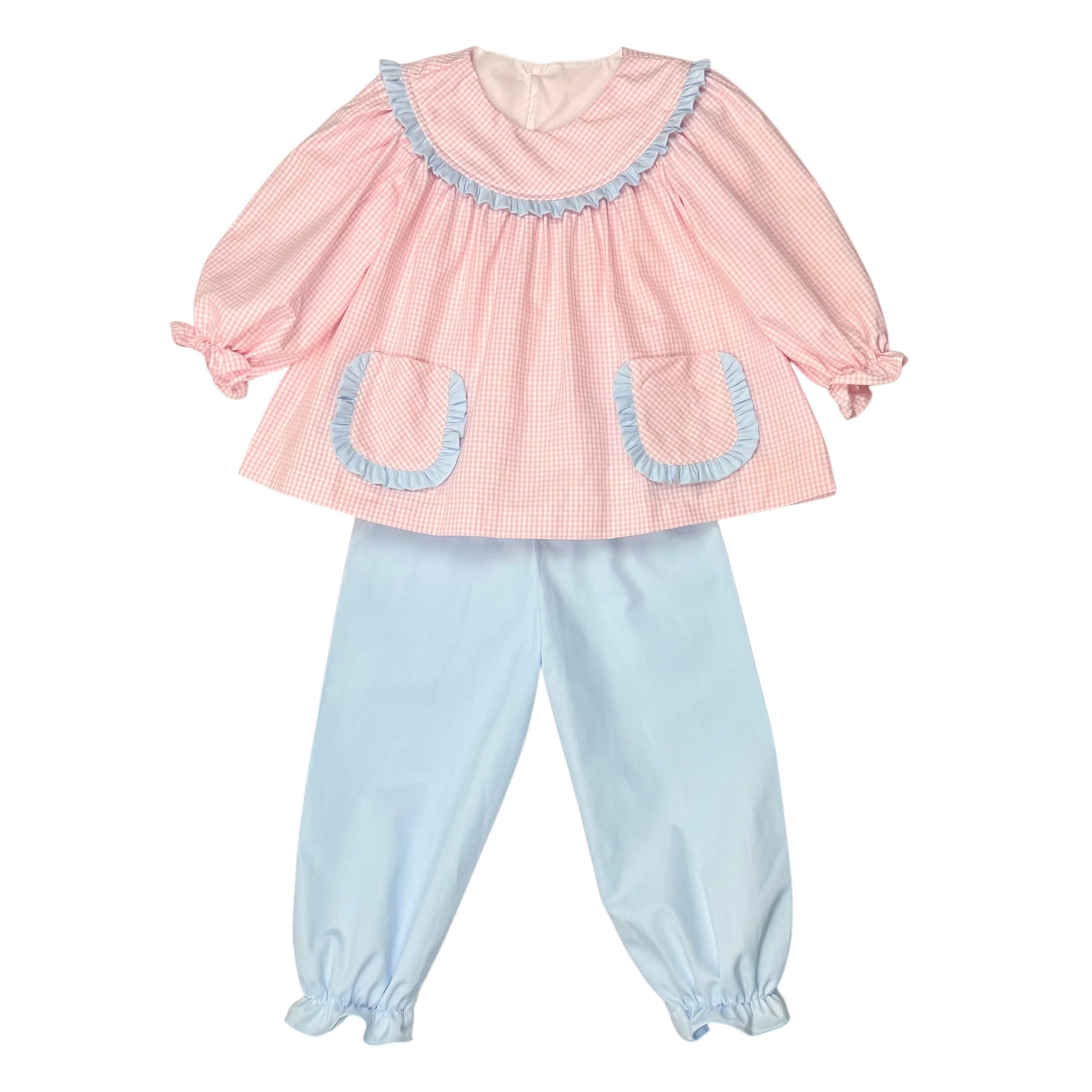 BROOKLYN  BLOOMER PANT SET  - PINK CHECK OXFORD