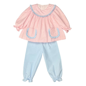 BROOKLYN  BLOOMER PANT SET  - PINK CHECK OXFORD