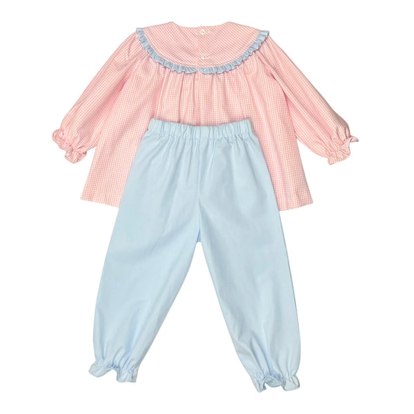 BROOKLYN  BLOOMER PANT SET  - PINK CHECK OXFORD