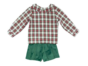 BOB SHORT SET L/S  - RED/GREEN PLAID